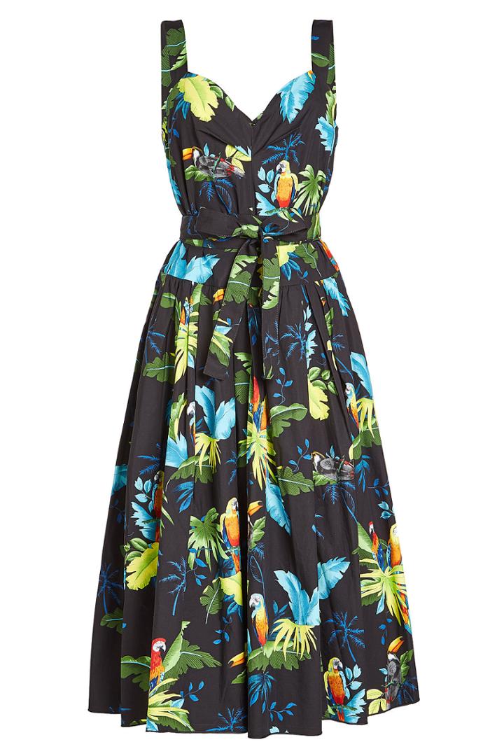 Marc Jacobs Marc Jacobs Tropical Print Midi Dress With Cotton