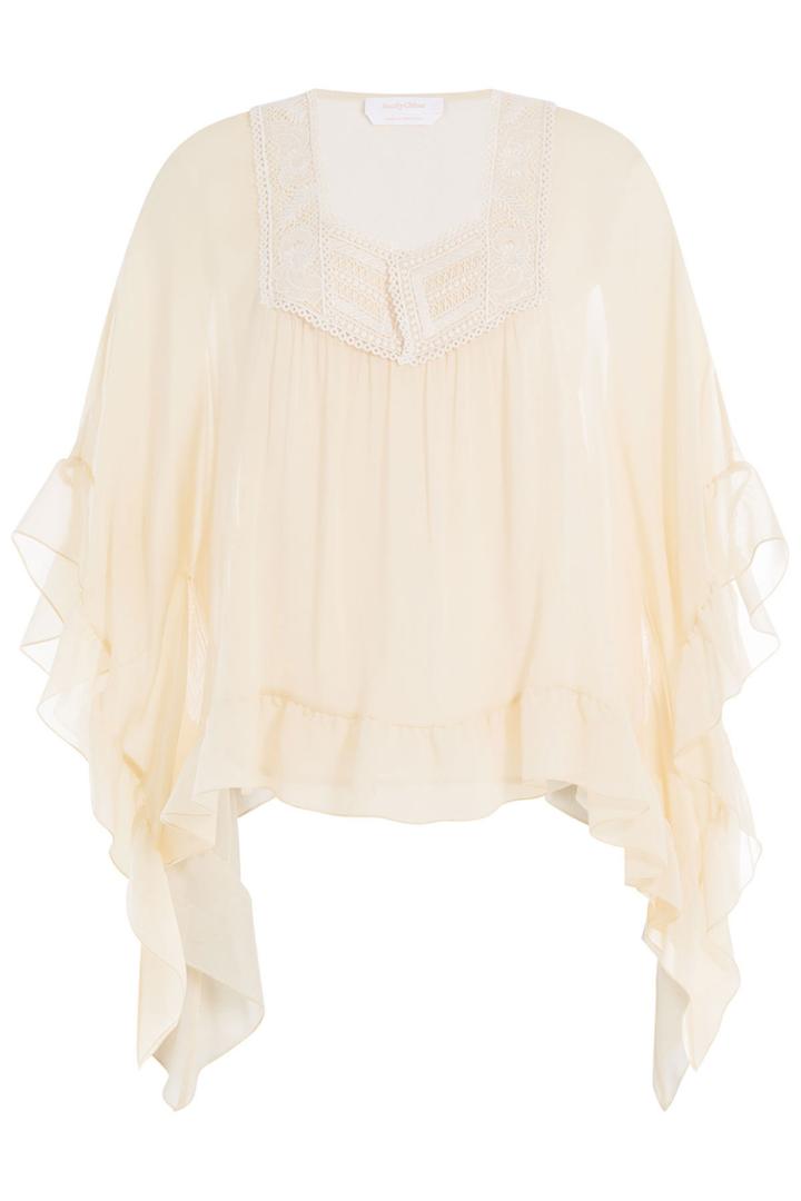 See By Chloé See By Chloé Silk Chiffon Blouse - Beige
