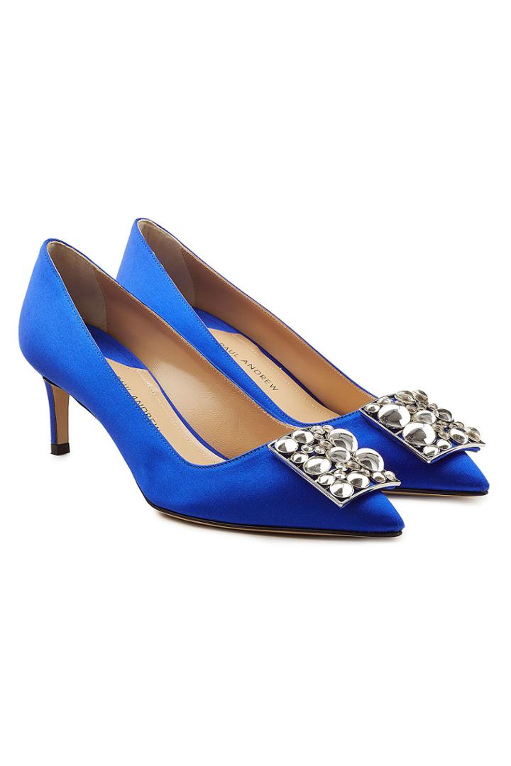 Paul Andrew Paul Andrew Otto Embellished Satin Pumps