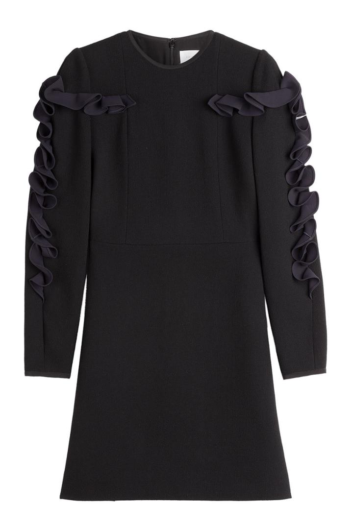 Victoria, Victoria Beckham Victoria, Victoria Beckham Wool And Crepe Ruffle Sleeve Dress