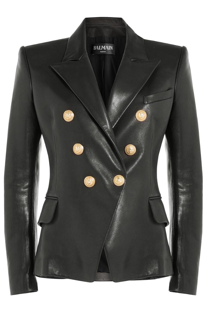 Balmain Balmain Leather Blazer - Black