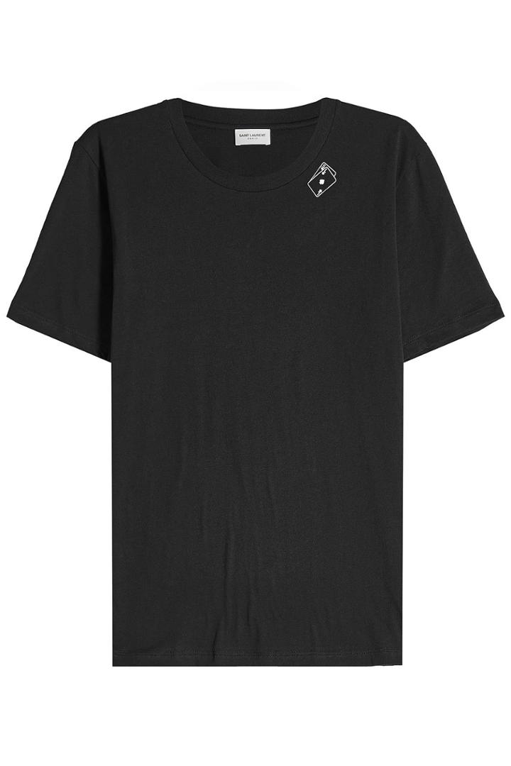 Saint Laurent Saint Laurent Playing Card Printed Cotton T-shirt