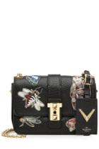 Valentino Valentino Leather Shoulder Bag With Embroidered Motifs