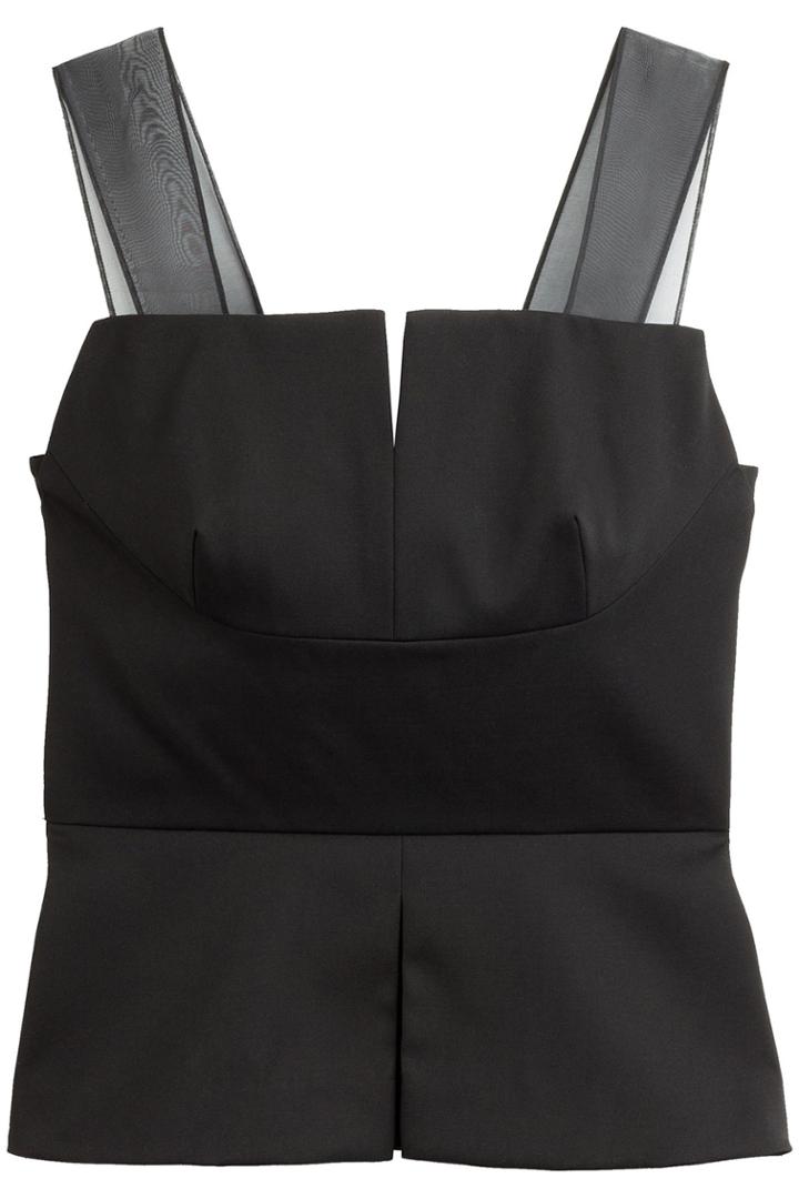 3.1 Phillip Lim 3.1 Phillip Lim Wool Top With Silk Chiffon Straps - Black