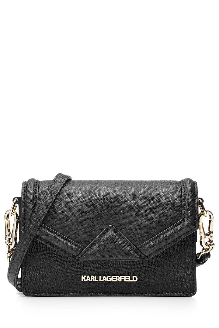Karl Lagerfeld Karl Lagerfeld Leather Classic Small Shoulder Bag - Black