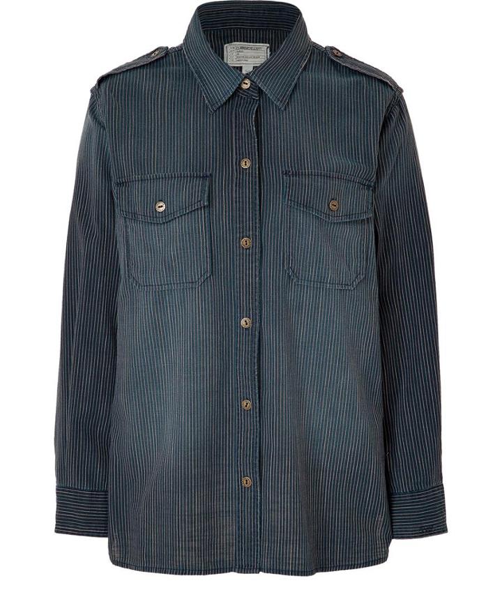 Current/elliott Cotton Denim Striped Shirt