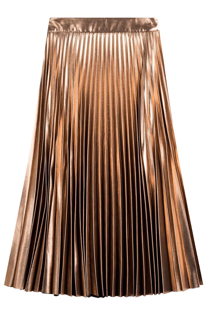 Tara Jarmon Tara Jarmon Pleated Lamé Skirt - Gold
