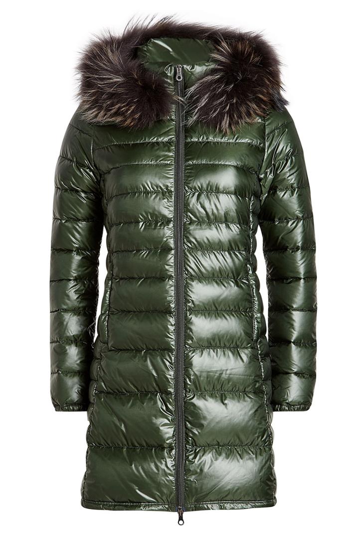 Duvetica Duvetica Down Coat With Fur-trimmed Hood - Green