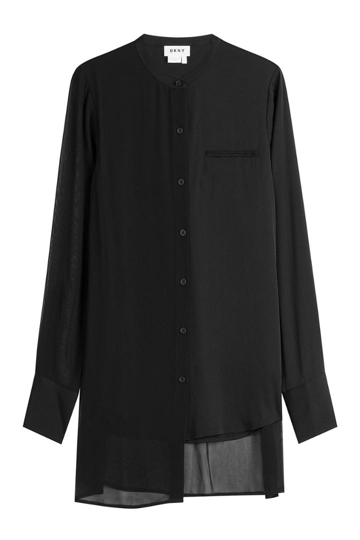 Dkny Dkny Silk Blouse With Asymmetric Hem - Black