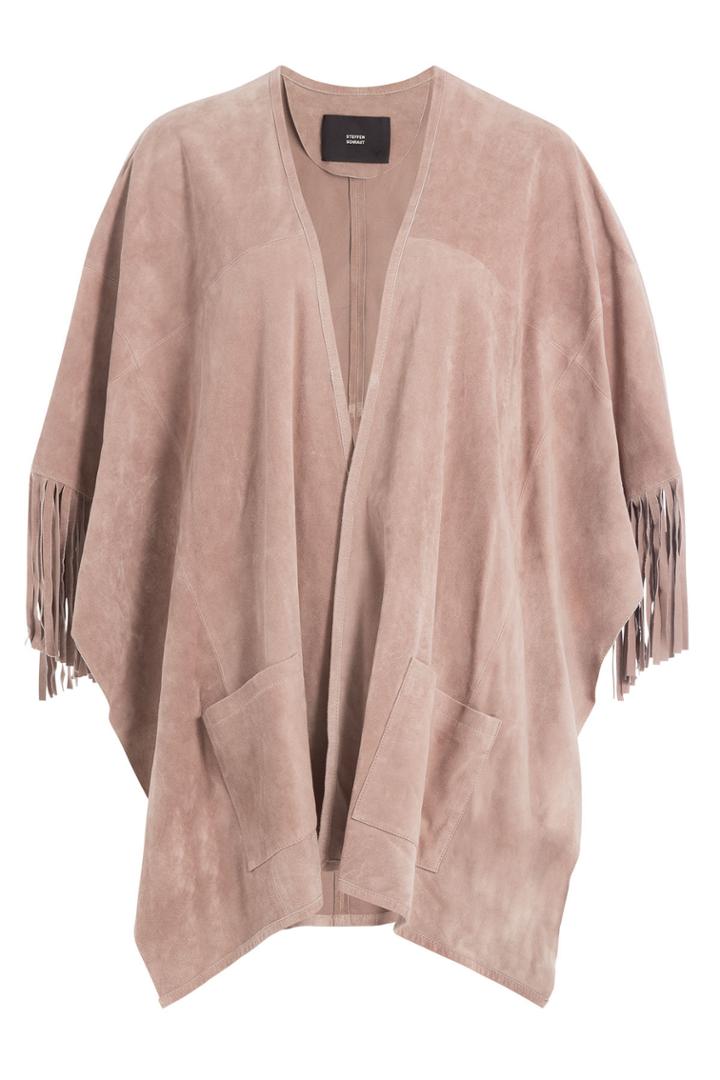 Steffen Schraut Steffen Schraut Suede Fringed Poncho - Beige