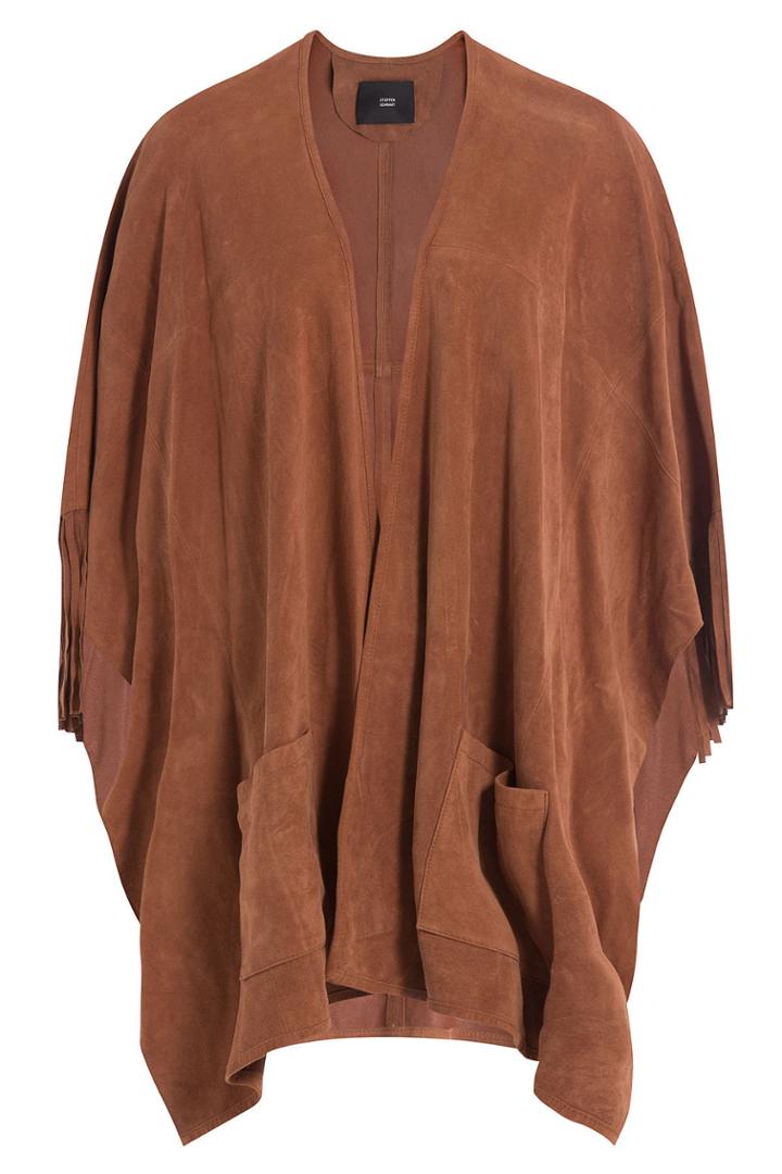 Steffen Schraut Steffen Schraut Suede Fringed Poncho - Blue