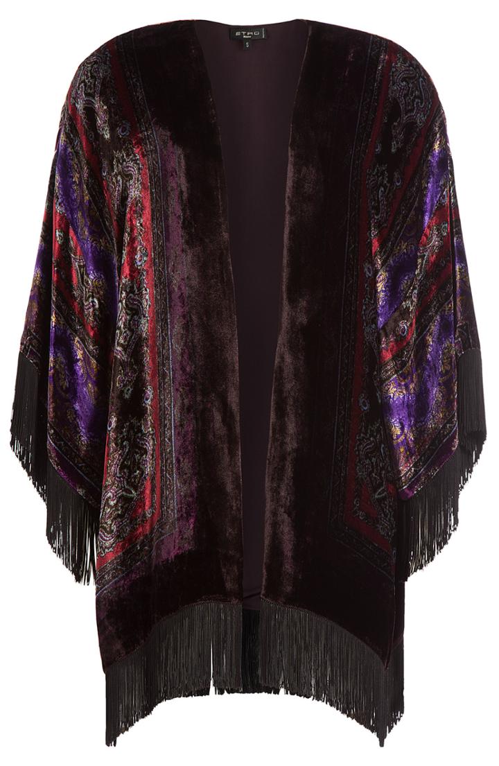 Etro Velvet Cape With Fringe