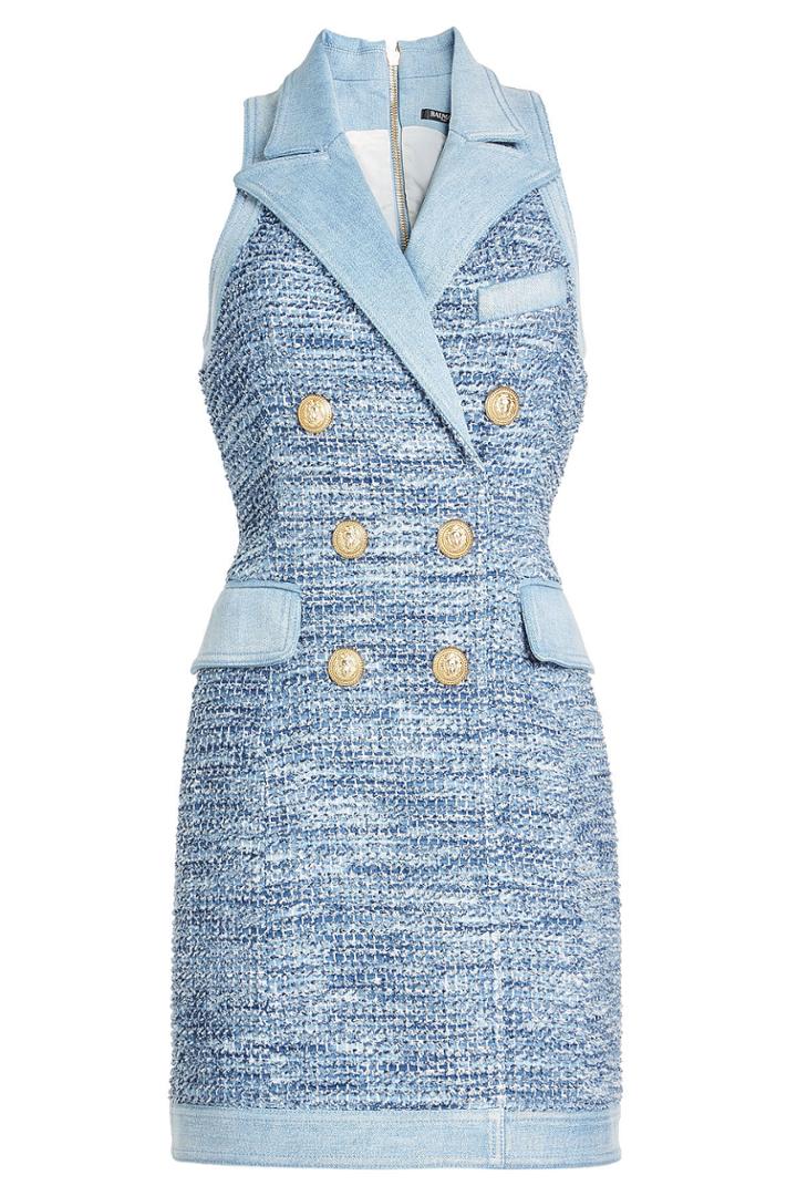 Balmain Balmain Bouclé Dress With Denim