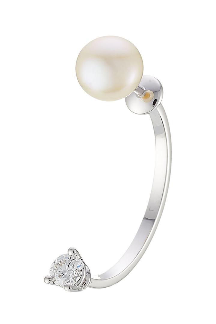 Delfina Delettrez Delfina Delettrez 18kt White Gold Sphere Earring With Diamond And Pearl