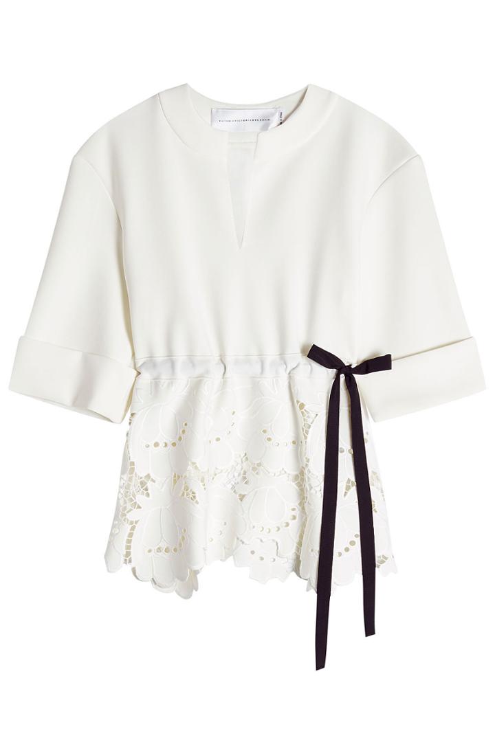 Victoria, Victoria Beckham Victoria, Victoria Beckham Top With Embroidered Cut-out Detail