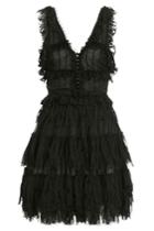 Alexander Mcqueen Alexander Mcqueen V-neck Ruffle Mini-dress - Black