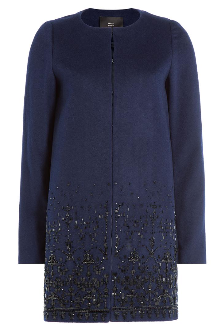 Steffen Schraut Steffen Schraut 5th Avenue Embellished Wool Coat - Blue