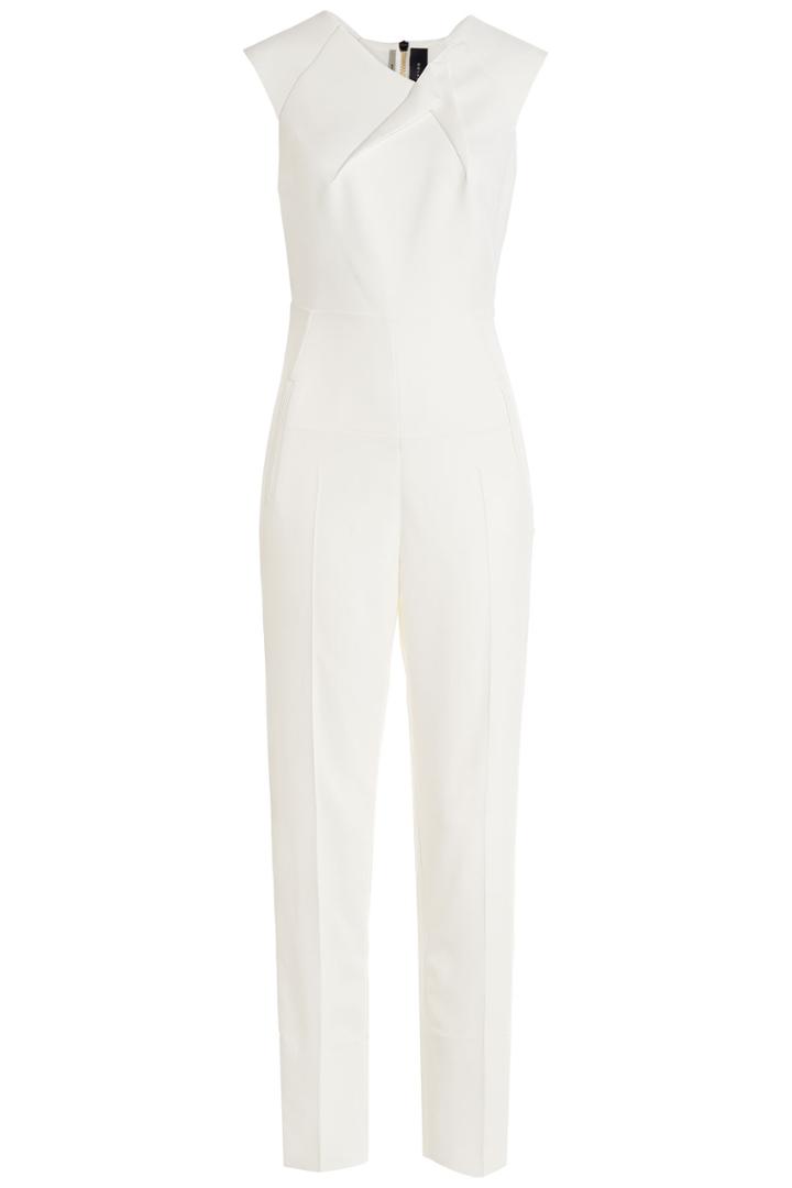 Roland Mouret Roland Mouret Buxton Stretch Crepe Jumpsuit - White