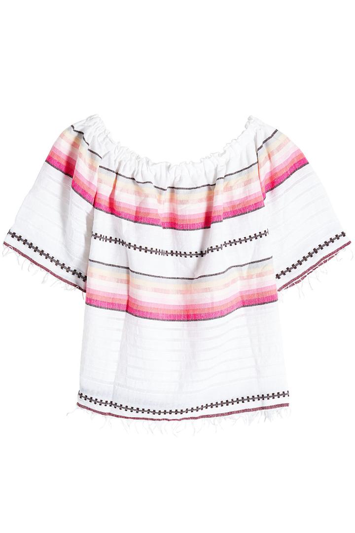 Lemlem Lemlem Printed Cotton Off-shoulder Top