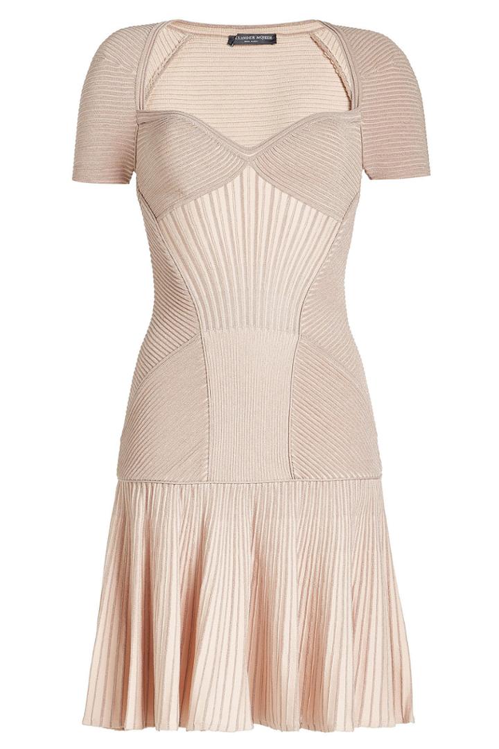 Alexander Mcqueen Alexander Mcqueen Mini Dress With Wool And Metallic Thread
