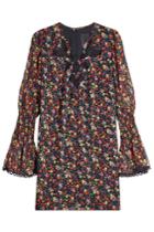 Anna Sui Anna Sui Printed Silk Dress With Embroidery - Black