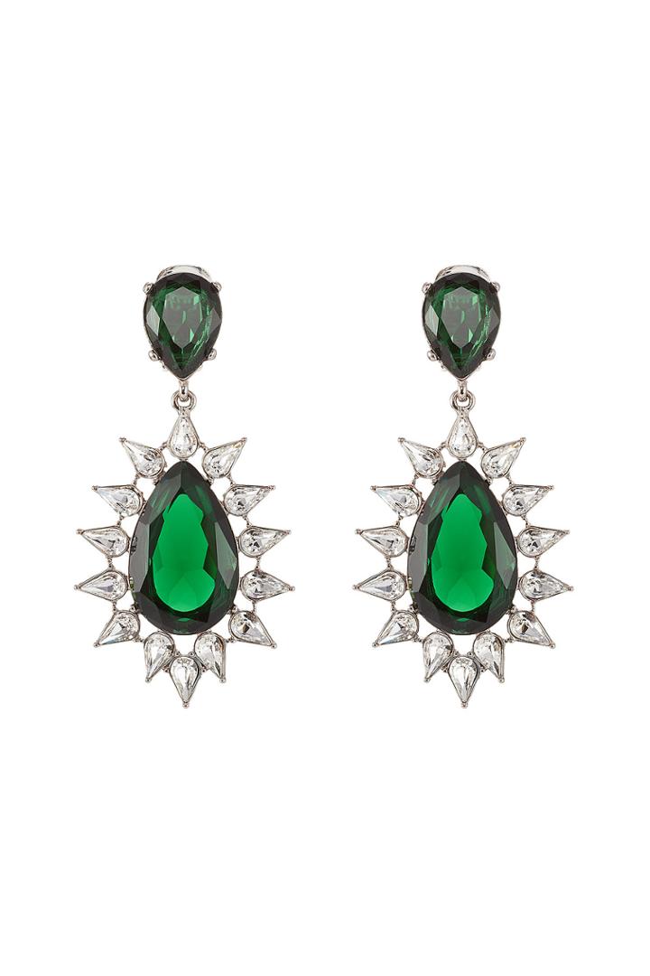 Kenneth Jay Lane Kenneth Jay Lane Faceted Earrings With Crystals - Green