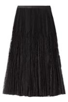 Alexander Mcqueen Alexander Mcqueen Pleated Midi Skirt With Sheer Lace Inserts - Black