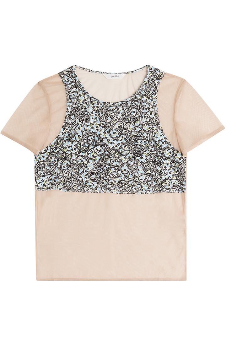 Julien David Tulle T-shirt With Printed Insert