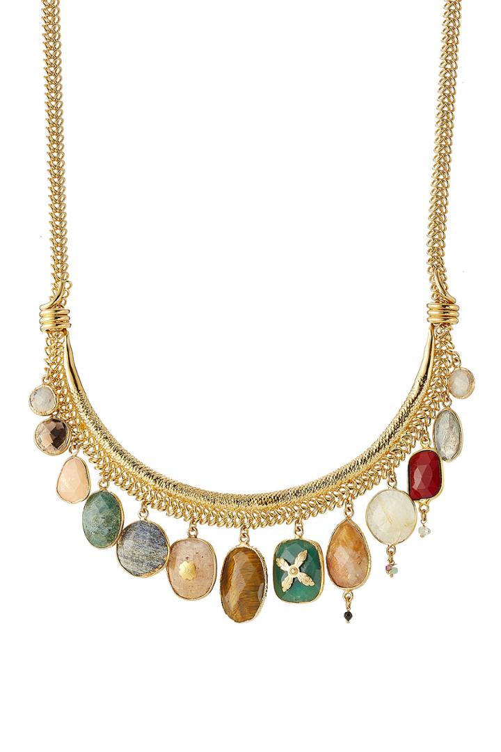 Gas Bijoux Gas Bijoux 24kt Gold-plated Necklace With Semi-precious Stones - Multicolor