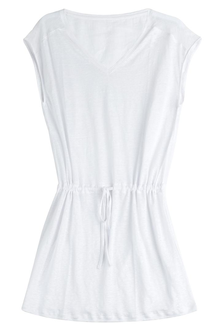 Majestic Majestic Linen Drawstring Dress - White