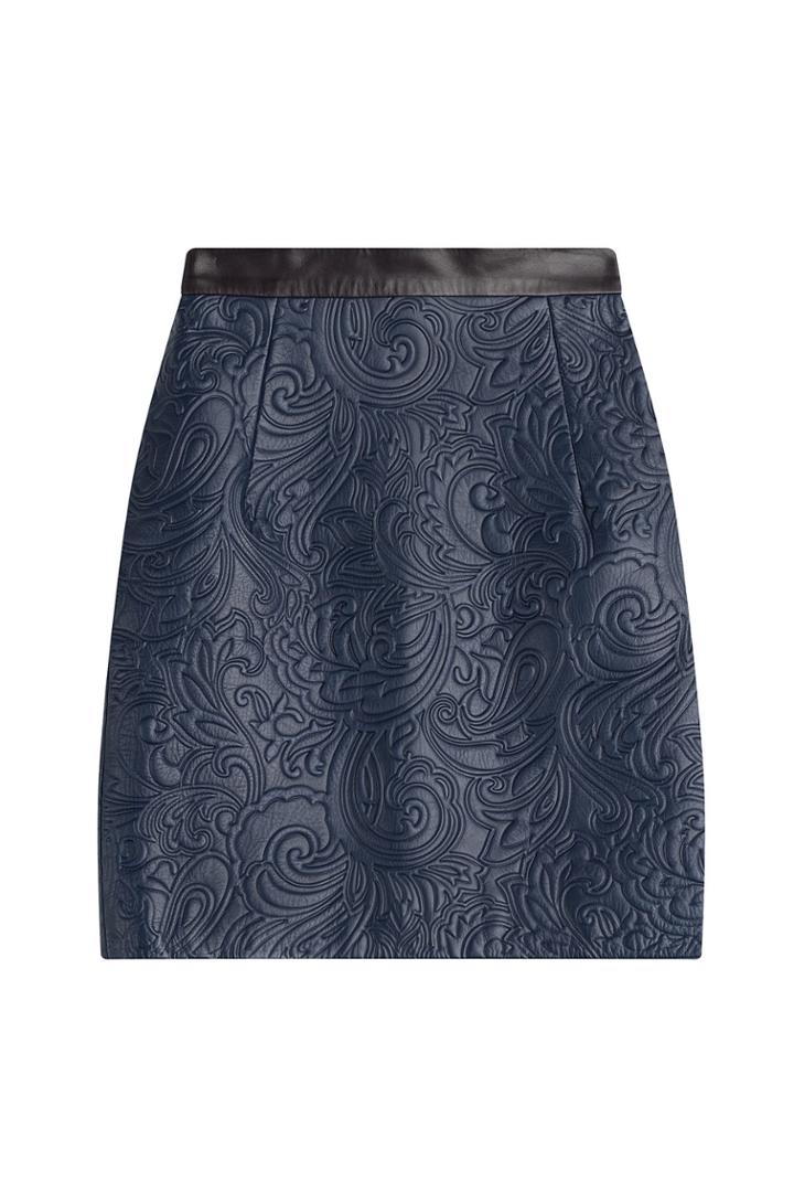 Mary Katrantzou Mary Katrantzou Embossed Leather Mini Skirt - Blue
