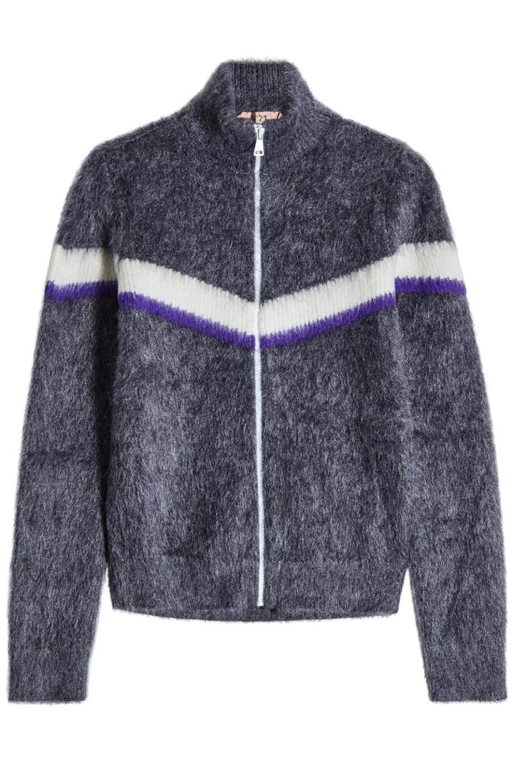 N 21 N&deg;21 Zipped Cardigan In Mohair And Wool