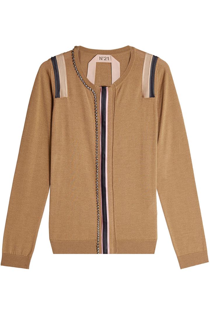 N°21 N°21 Embellished Wool-silk Cardigan