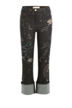 Valentino Valentino Embroidered And Embellished Cropped Jeans