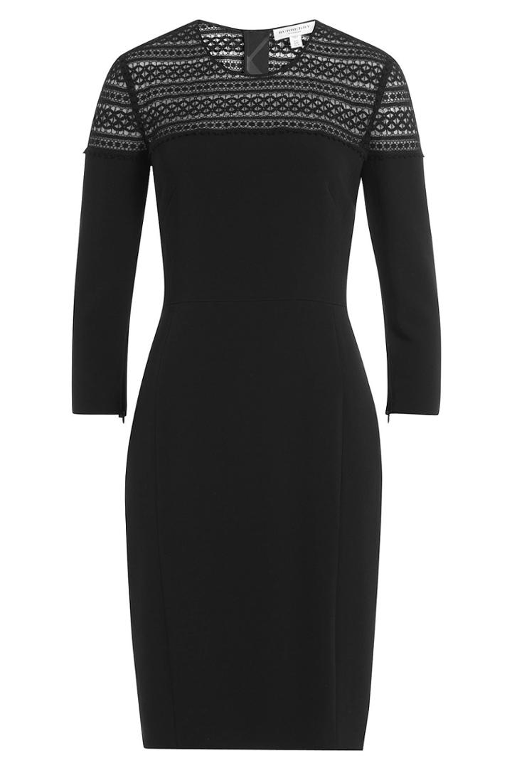 Burberry London Burberry London Stretch Cotton Sheath With Lace Crochet Top