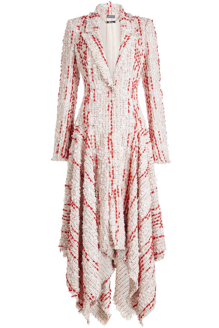 Alexander Mcqueen Alexander Mcqueen Tweed Coat With Cotton And Virgin Wool