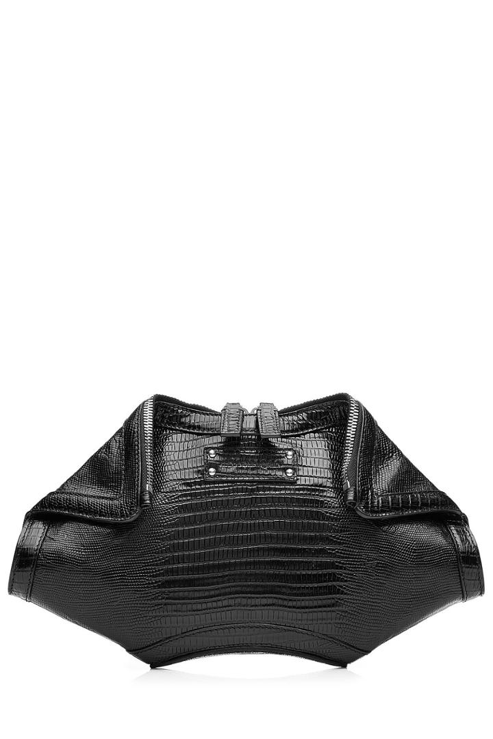 Alexander Mcqueen Alexander Mcqueen De Manta Embossed Leather Clutch - Black