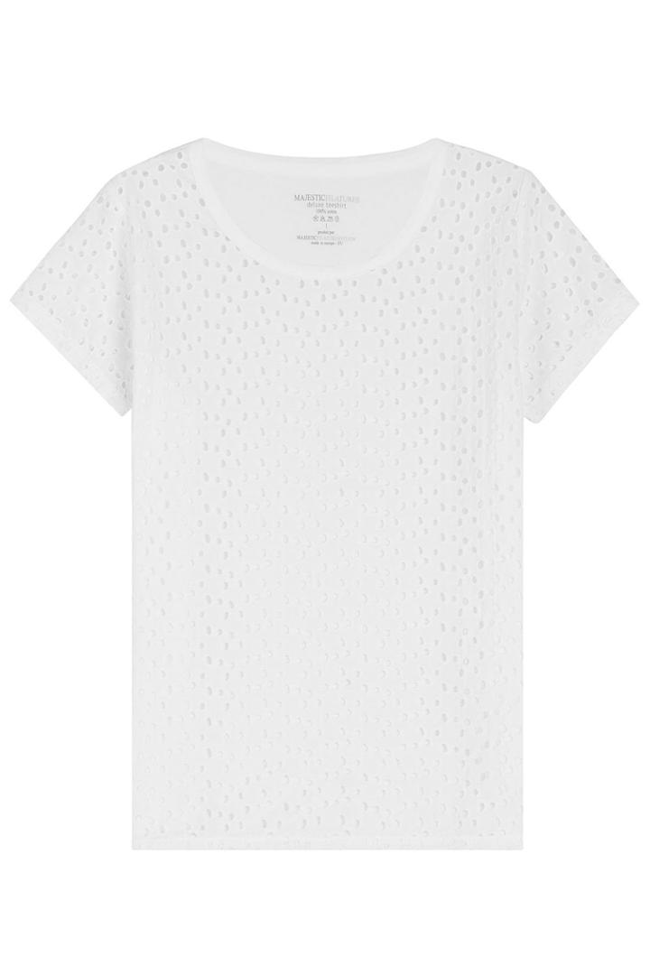 Majestic Majestic Cotton T-shirt With Broderie Anglaise