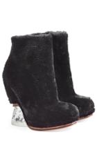 Fendi Fendi Shearling And Leather Ankle Boots - Black