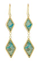 Pippa Small Pippa Small Gold Plated Silver Earrings With Chrysocolla Stones - Green