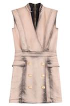 Balmain Balmain Denim Mini Dress With Embossed Buttons - Rose