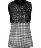 Michael Kors Wool Houndstooth Shell With Lace Overlay