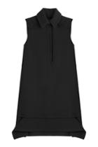 Victoria, Victoria Beckham Victoria, Victoria Beckham Wool Sleeveless Button-down Tunic Dress - Black