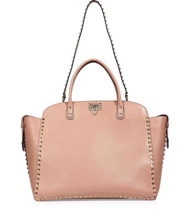 Valentino Nude Rockstud Tote With Shoulder Strap