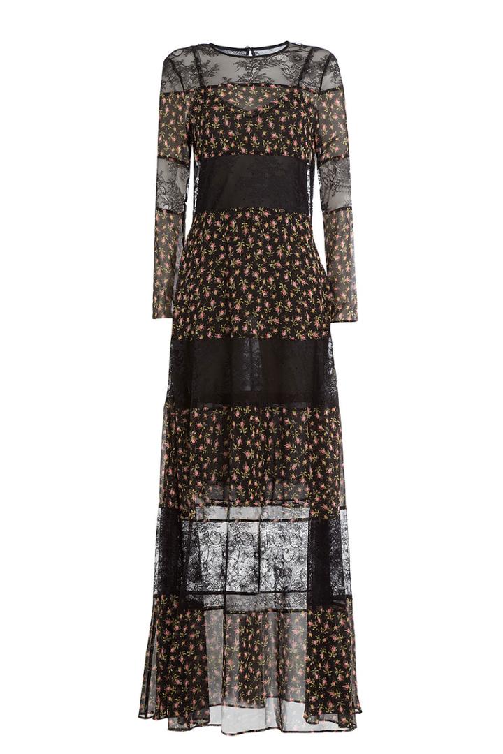 Philosophy Di Lorenzo Serafini Philosophy Di Lorenzo Serafini Floor Length Printed Silk Dress With Lace