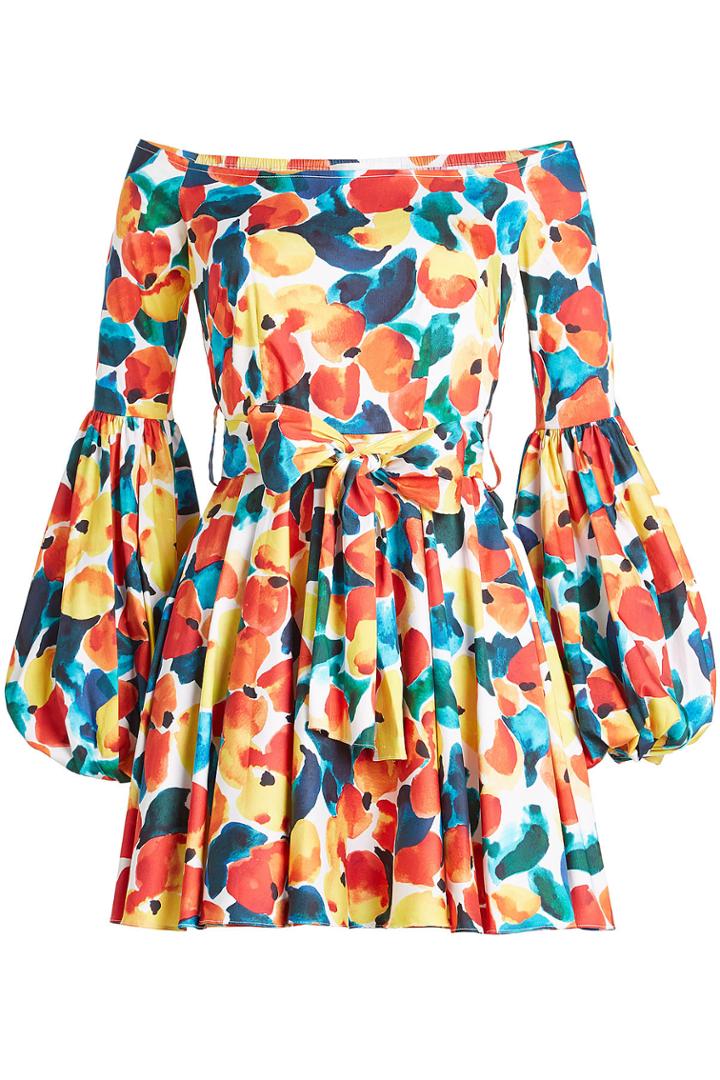 Caroline Constas Caroline Constas Printed Off-shoulder Cotton Dress