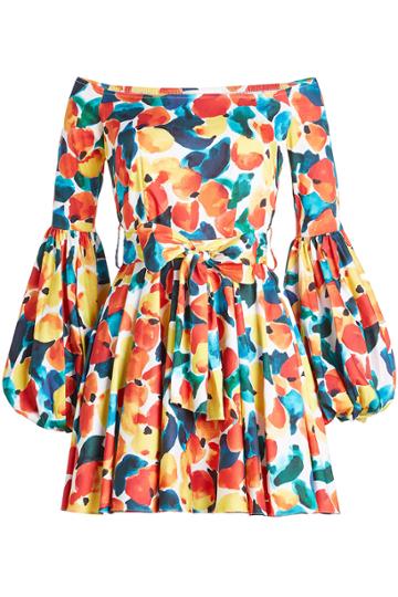 Caroline Constas Caroline Constas Printed Off-shoulder Cotton Dress