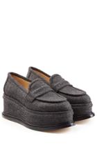 Maison Margiela Maison Margiela Platform Loafers With Leather And Wool - Grey