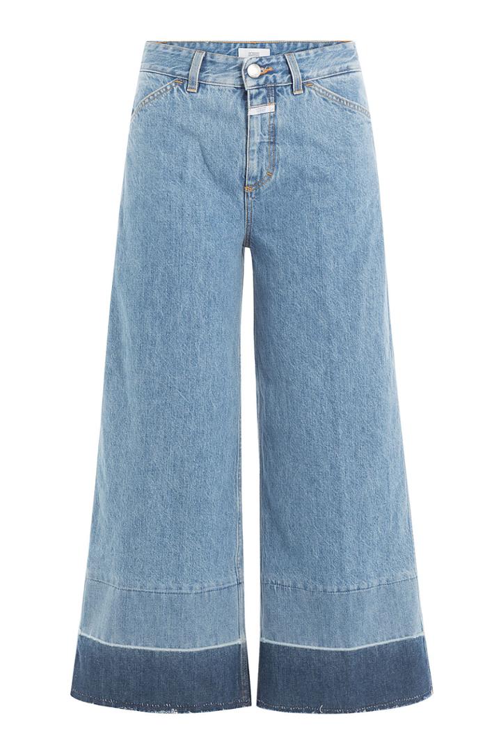 Closed Closed Contrast Cuff Denim Culottes - Blue