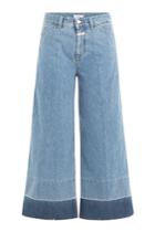 Closed Closed Contrast Cuff Denim Culottes - Blue